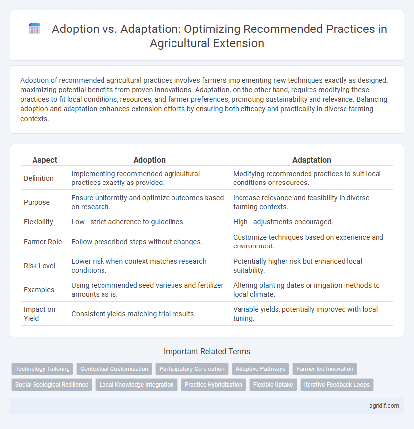 Adoption vs. Adaptation: Optimizing Recommended Practices in Agricultural Extension