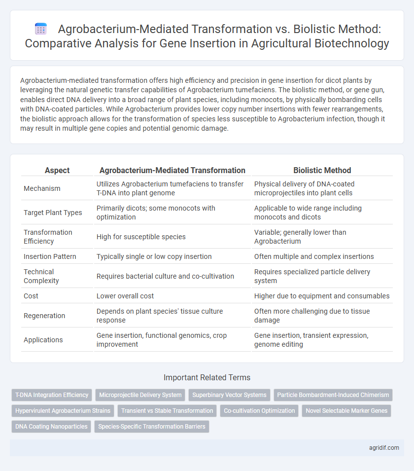 Agrobacterium-Mediated Transformation vs. Biolistic Method: Comparative Analysis for Gene Insertion in Agricultural Biotechnology