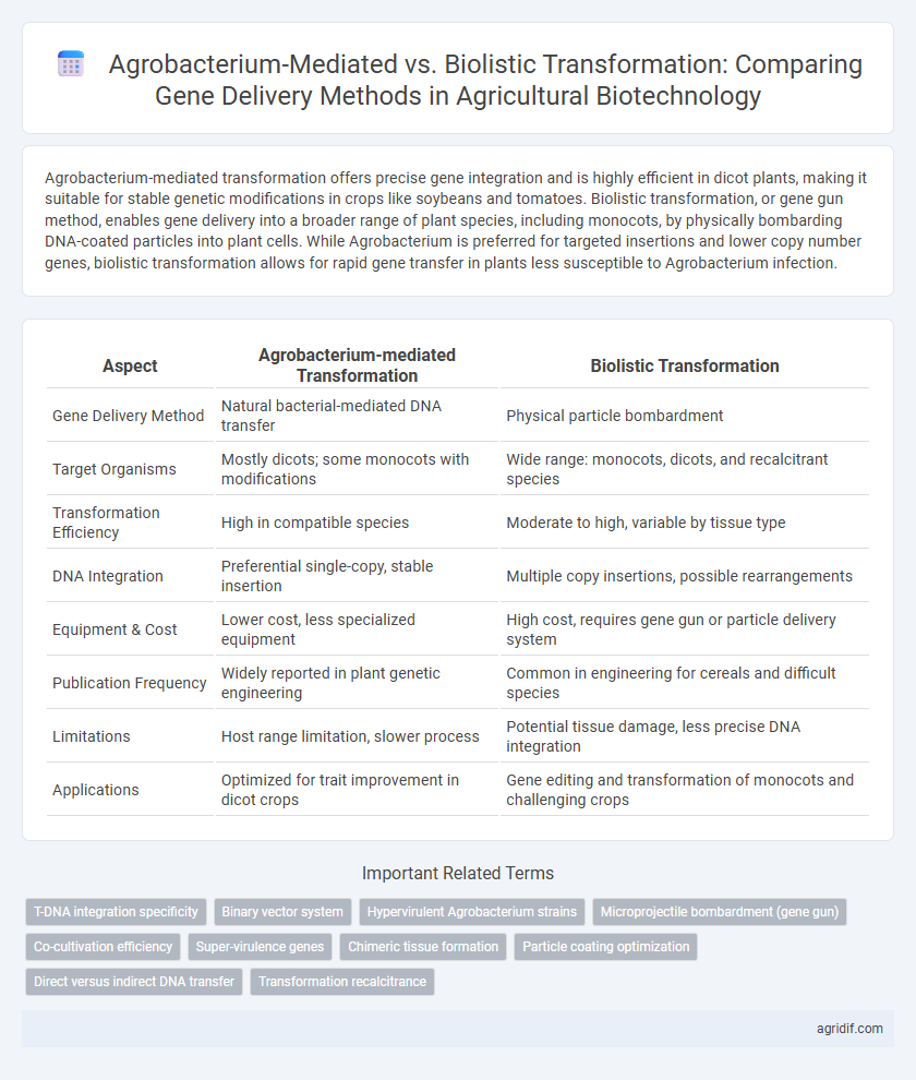 Agrobacterium-Mediated vs. Biolistic Transformation: Comparing Gene Delivery Methods in Agricultural Biotechnology