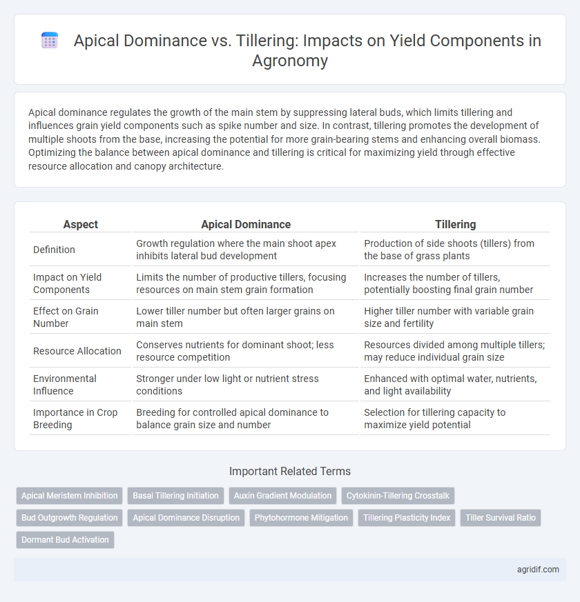 Apical Dominance vs. Tillering: Impacts on Yield Components in Agronomy
