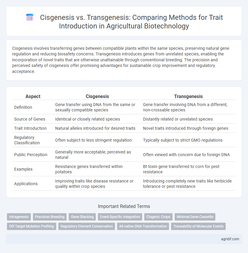 Cisgenesis vs. Transgenesis: Comparing Methods for Trait Introduction in Agricultural Biotechnology