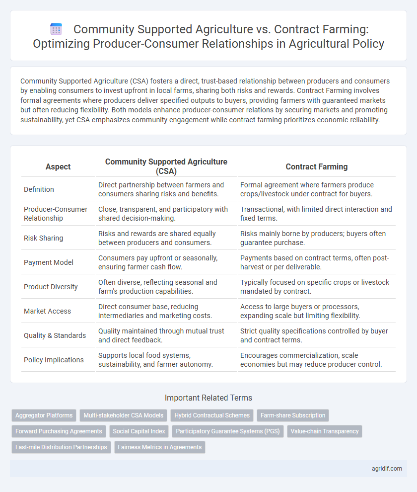 Community Supported Agriculture vs. Contract Farming: Optimizing Producer-Consumer Relationships in Agricultural Policy