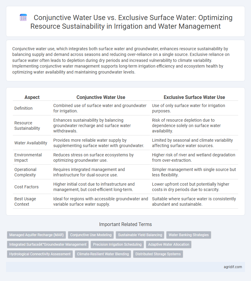 Conjunctive Water Use vs. Exclusive Surface Water: Optimizing Resource Sustainability in Irrigation and Water Management