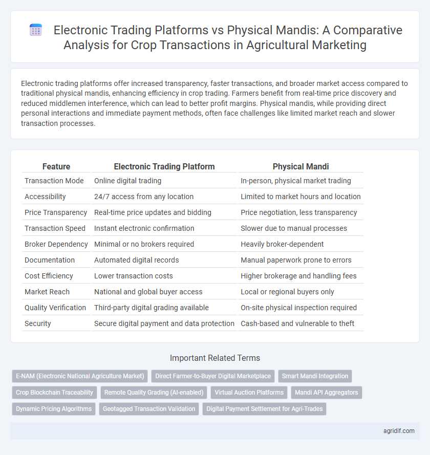 Electronic Trading Platforms vs Physical Mandis: A Comparative Analysis for Crop Transactions in Agricultural Marketing