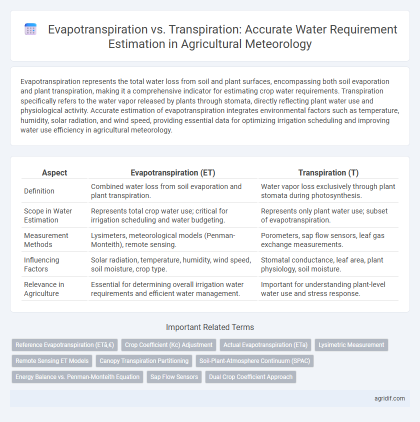 Evapotranspiration vs. Transpiration: Accurate Water Requirement Estimation in Agricultural Meteorology