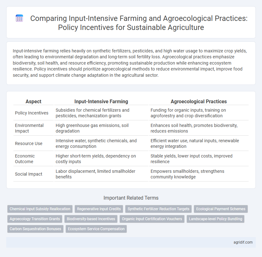 Comparing Input-Intensive Farming and Agroecological Practices: Policy Incentives for Sustainable Agriculture