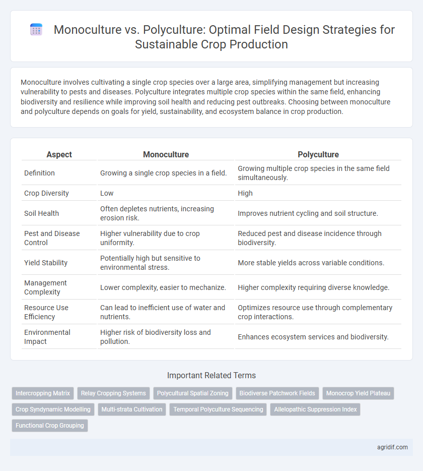 Monoculture vs. Polyculture: Optimal Field Design Strategies for Sustainable Crop Production