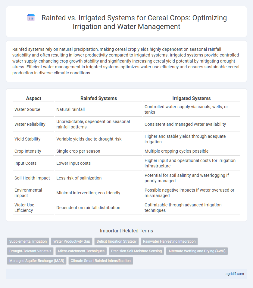 Rainfed vs. Irrigated Systems for Cereal Crops: Optimizing Irrigation and Water Management