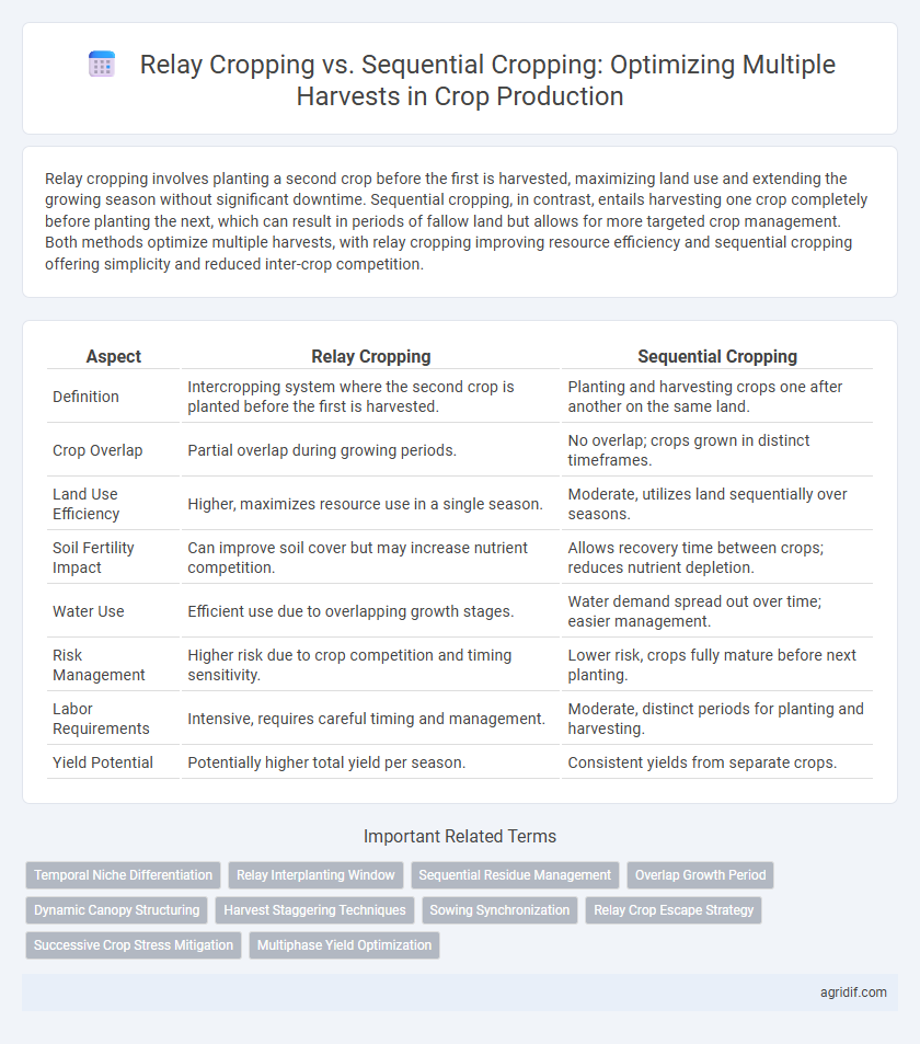 Relay Cropping vs. Sequential Cropping: Optimizing Multiple Harvests in Crop Production