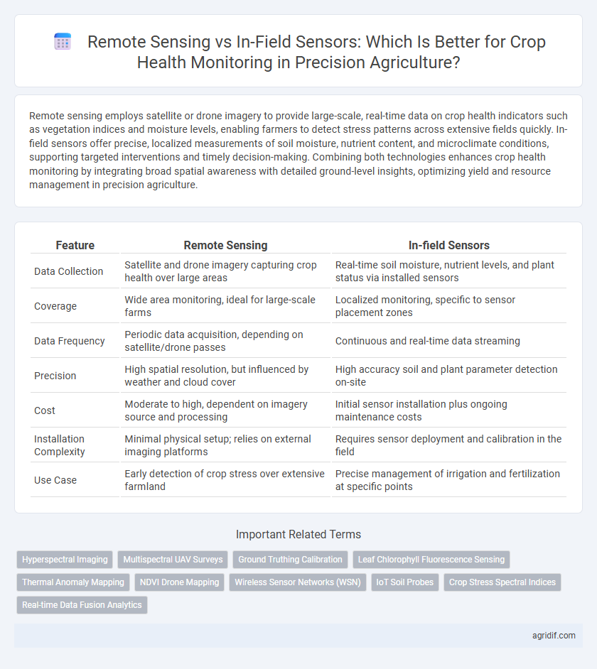 Remote Sensing vs In-Field Sensors: Which Is Better for Crop Health Monitoring in Precision Agriculture?