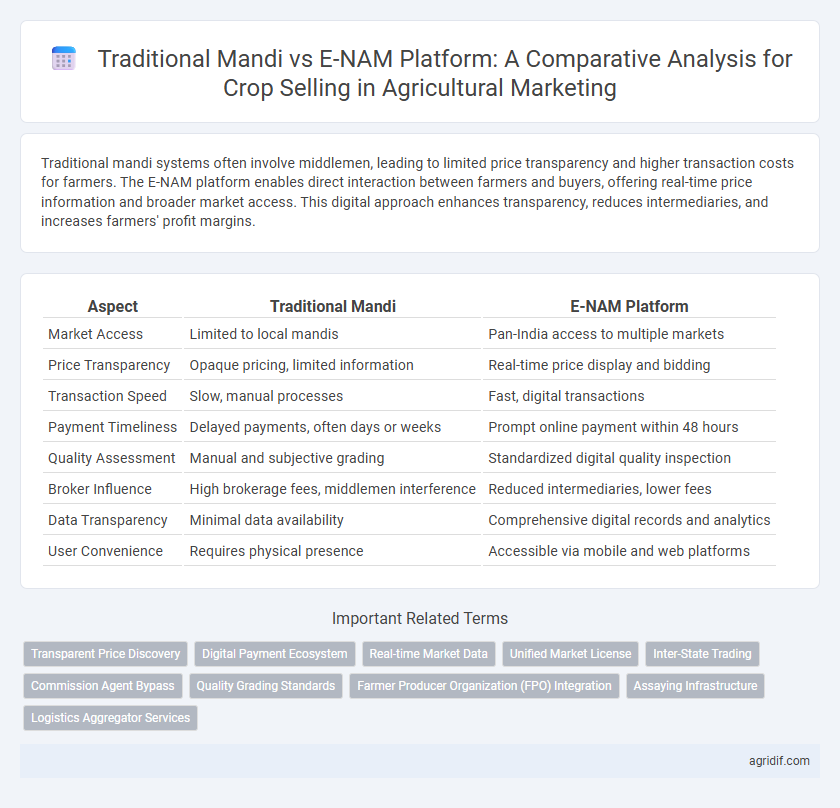 Traditional Mandi vs E-NAM Platform: A Comparative Analysis for Crop Selling in Agricultural Marketing