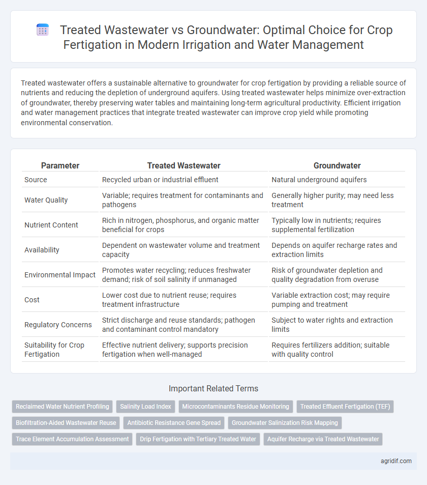 Treated Wastewater vs Groundwater: Optimal Choice for Crop Fertigation in Modern Irrigation and Water Management