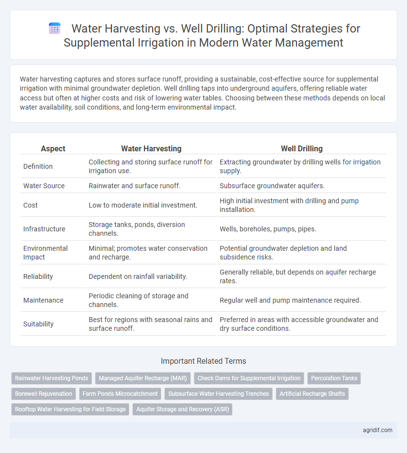 Water Harvesting vs. Well Drilling: Optimal Strategies for Supplemental Irrigation in Modern Water Management