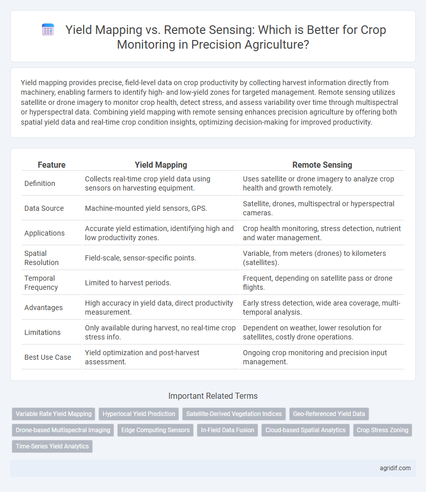 Yield Mapping vs. Remote Sensing: Which is Better for Crop Monitoring in Precision Agriculture?