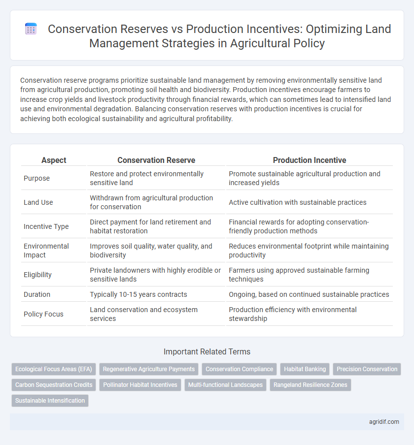 Conservation Reserves vs Production Incentives: Optimizing Land Management Strategies in Agricultural Policy