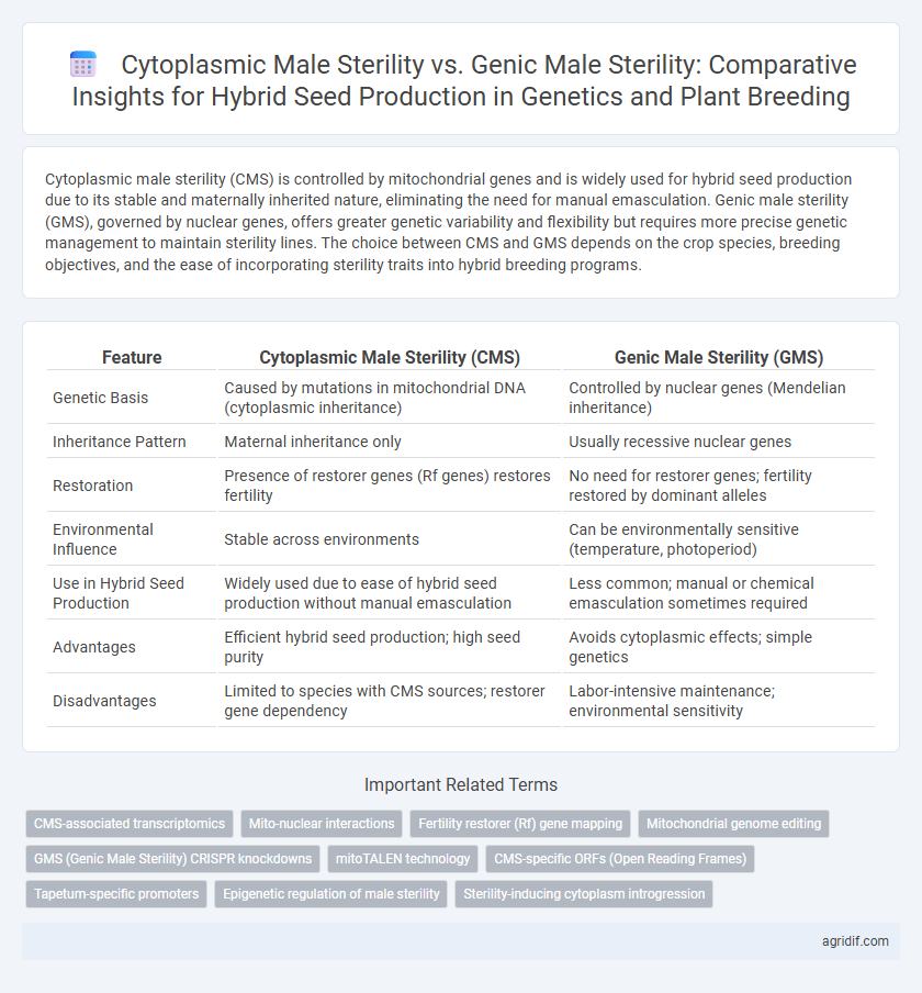 Cytoplasmic Male Sterility vs. Genic Male Sterility: Comparative Insights for Hybrid Seed Production in Genetics and Plant Breeding