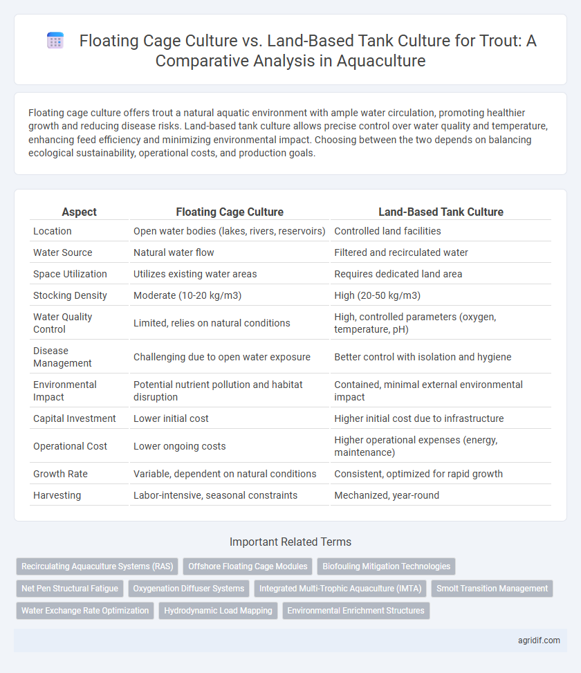 Floating Cage Culture vs. Land-Based Tank Culture for Trout: A Comparative Analysis in Aquaculture