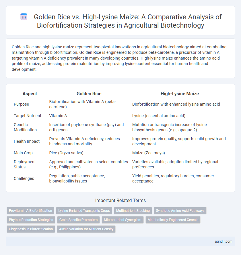 Golden Rice vs. High-Lysine Maize: A Comparative Analysis of Biofortification Strategies in Agricultural Biotechnology