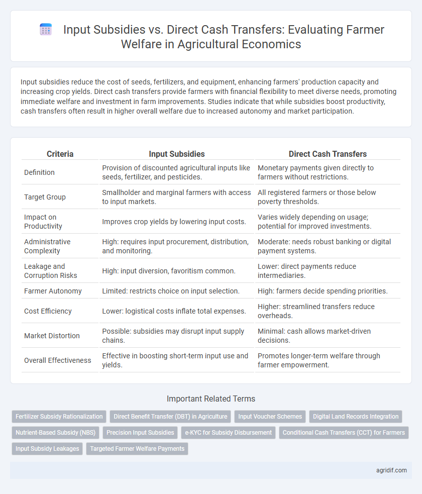Input Subsidies vs. Direct Cash Transfers: Evaluating Farmer Welfare in Agricultural Economics
