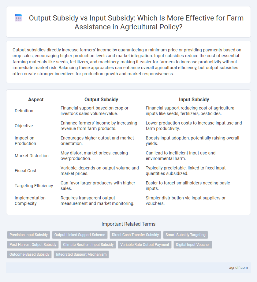 Output Subsidy vs Input Subsidy: Which Is More Effective for Farm Assistance in Agricultural Policy?