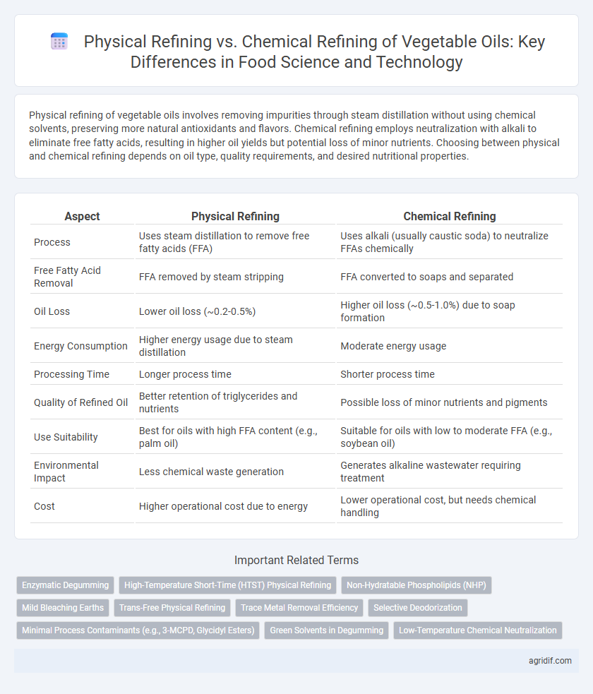 Physical Refining vs. Chemical Refining of Vegetable Oils: Key Differences in Food Science and Technology