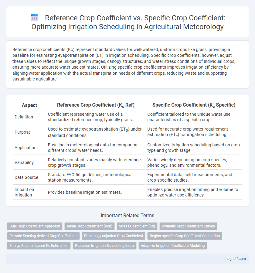 Reference Crop Coefficient vs. Specific Crop Coefficient: Optimizing Irrigation Scheduling in Agricultural Meteorology