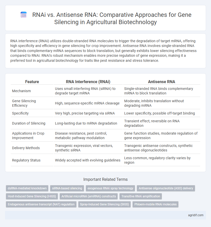 RNAi vs. Antisense RNA: Comparative Approaches for Gene Silencing in Agricultural Biotechnology