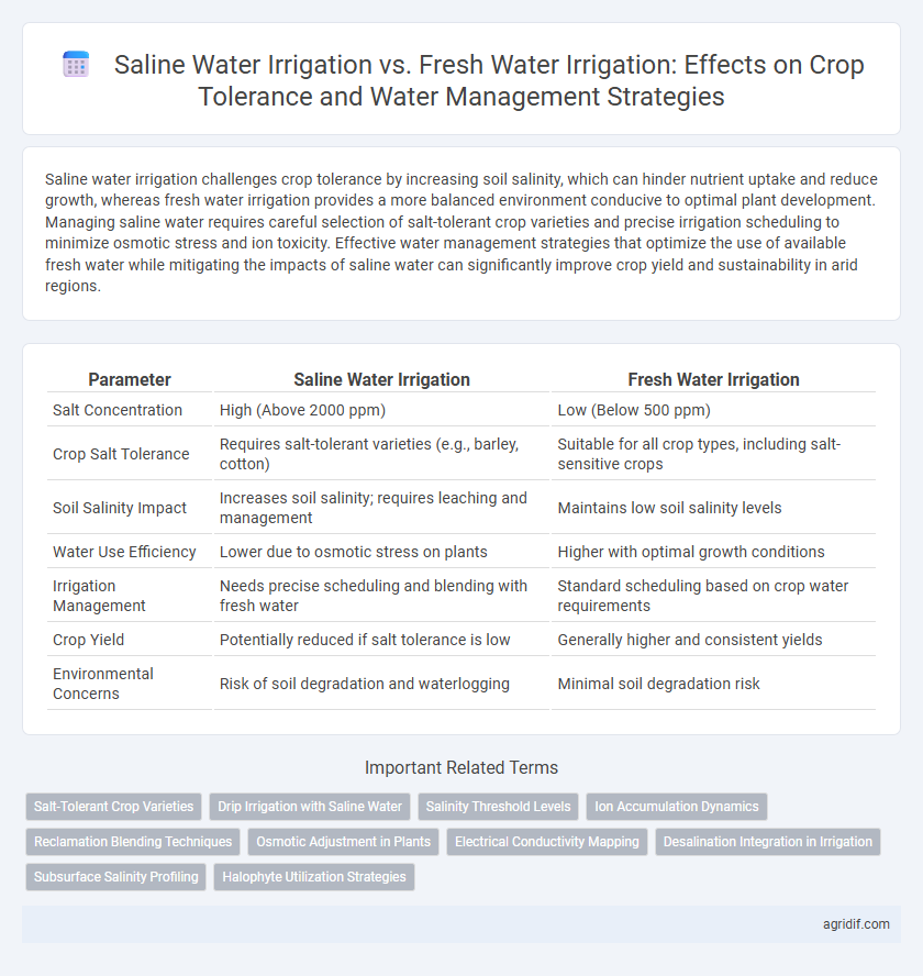 Saline Water Irrigation vs. Fresh Water Irrigation: Effects on Crop Tolerance and Water Management Strategies