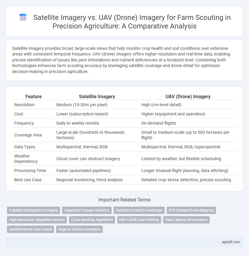 Satellite Imagery vs. UAV (Drone) Imagery for Farm Scouting in Precision Agriculture: A Comparative Analysis