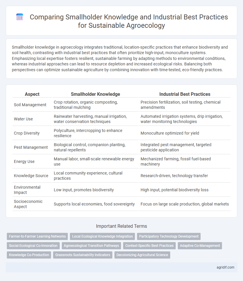 Comparing Smallholder Knowledge and Industrial Best Practices for Sustainable Agroecology
