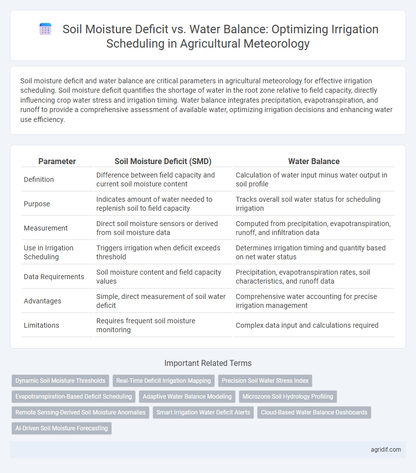 Soil Moisture Deficit vs. Water Balance: Optimizing Irrigation Scheduling in Agricultural Meteorology