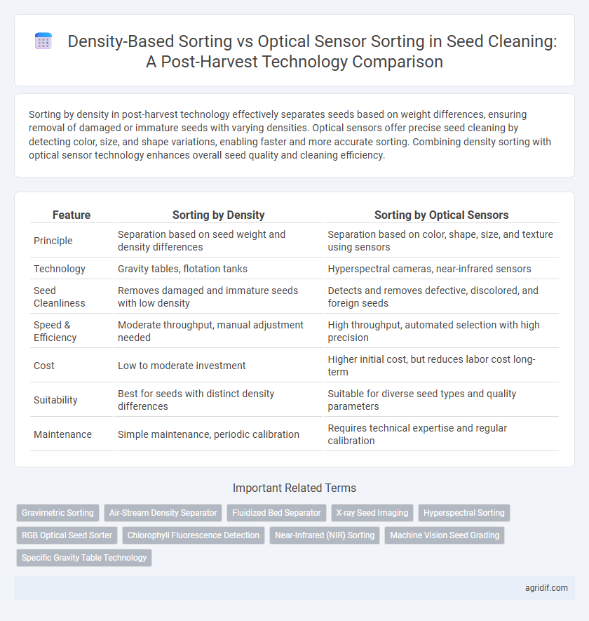 Density-Based Sorting vs Optical Sensor Sorting in Seed Cleaning: A Post-Harvest Technology Comparison