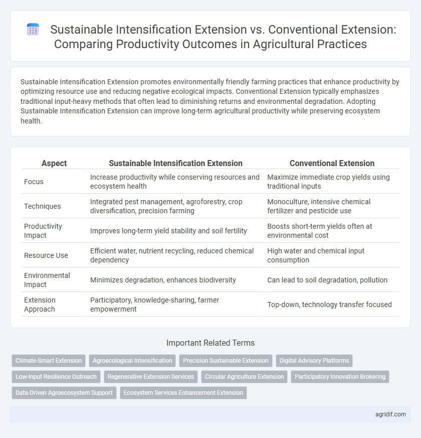 Sustainable Intensification Extension vs. Conventional Extension: Comparing Productivity Outcomes in Agricultural Practices