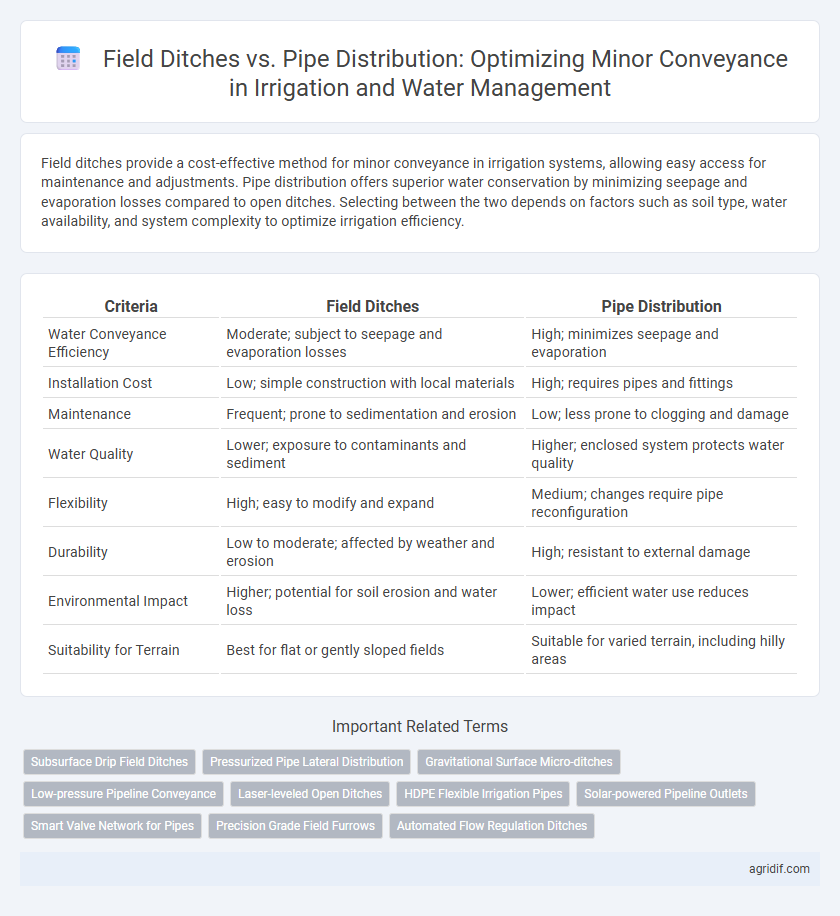 Field Ditches vs. Pipe Distribution: Optimizing Minor Conveyance in Irrigation and Water Management