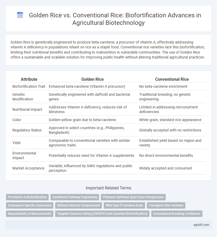 Golden Rice vs. Conventional Rice: Biofortification Advances in Agricultural Biotechnology