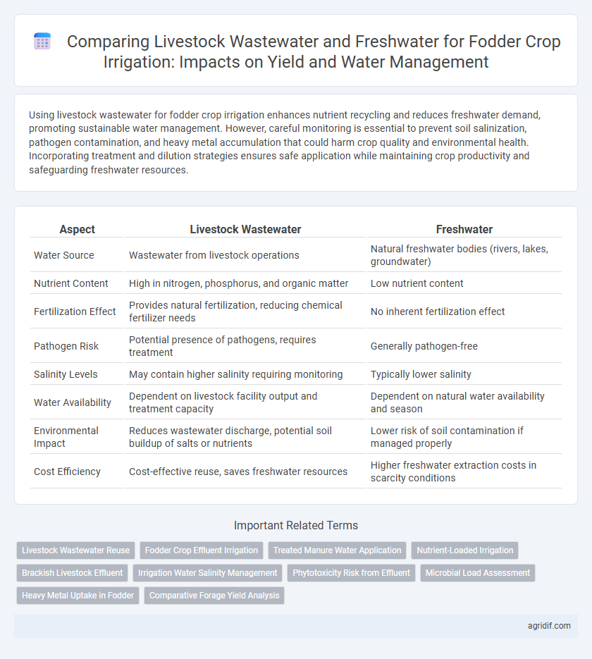 Comparing Livestock Wastewater and Freshwater for Fodder Crop Irrigation: Impacts on Yield and Water Management