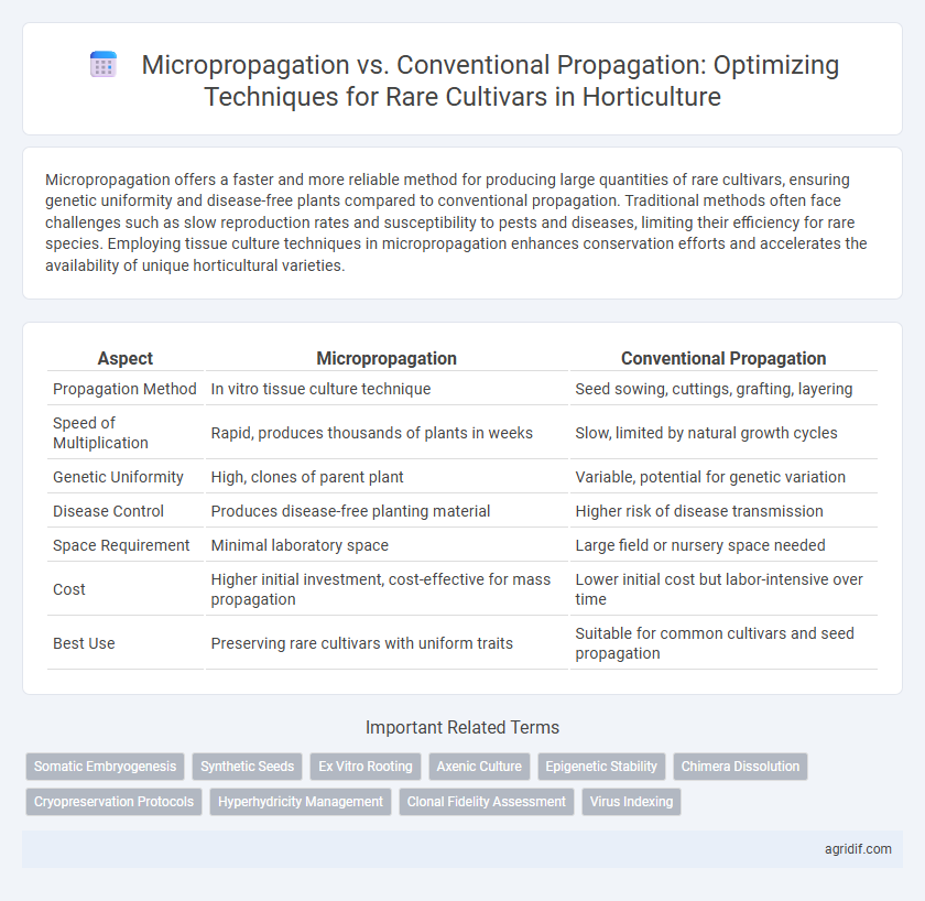 Micropropagation vs. Conventional Propagation: Optimizing Techniques for Rare Cultivars in Horticulture