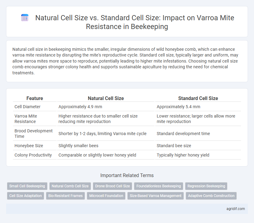 Natural Cell Size vs. Standard Cell Size: Impact on Varroa Mite Resistance in Beekeeping