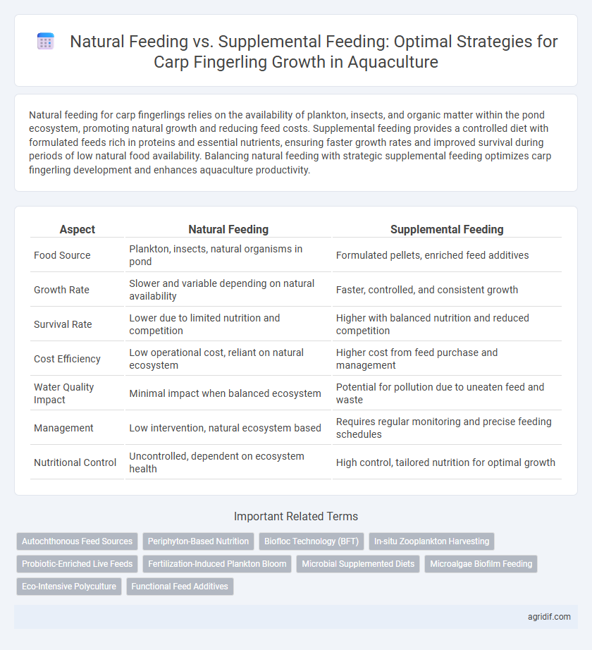 Natural Feeding vs. Supplemental Feeding: Optimal Strategies for Carp Fingerling Growth in Aquaculture