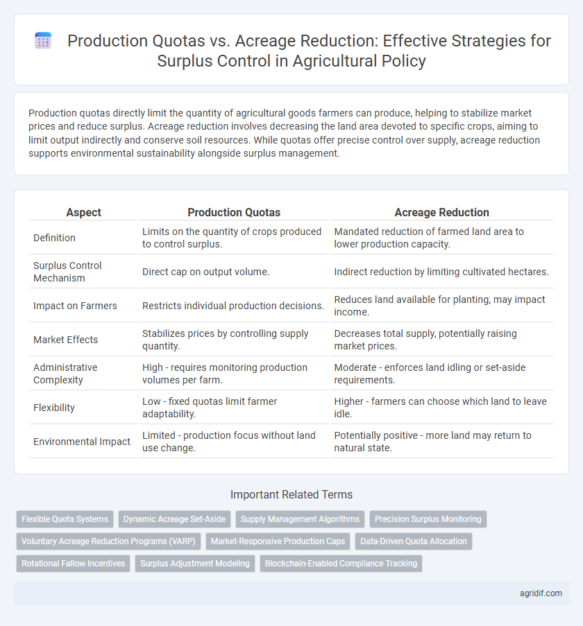 Production Quotas vs. Acreage Reduction: Effective Strategies for Surplus Control in Agricultural Policy