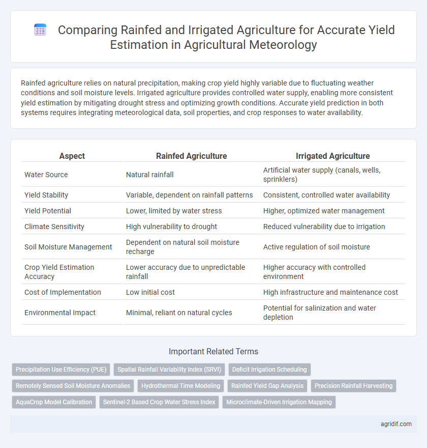 Comparing Rainfed and Irrigated Agriculture for Accurate Yield Estimation in Agricultural Meteorology