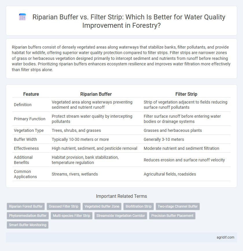 Riparian Buffer vs. Filter Strip: Which Is Better for Water Quality Improvement in Forestry?
