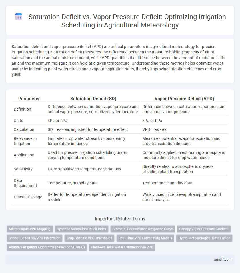 Saturation Deficit vs. Vapor Pressure Deficit: Optimizing Irrigation Scheduling in Agricultural Meteorology