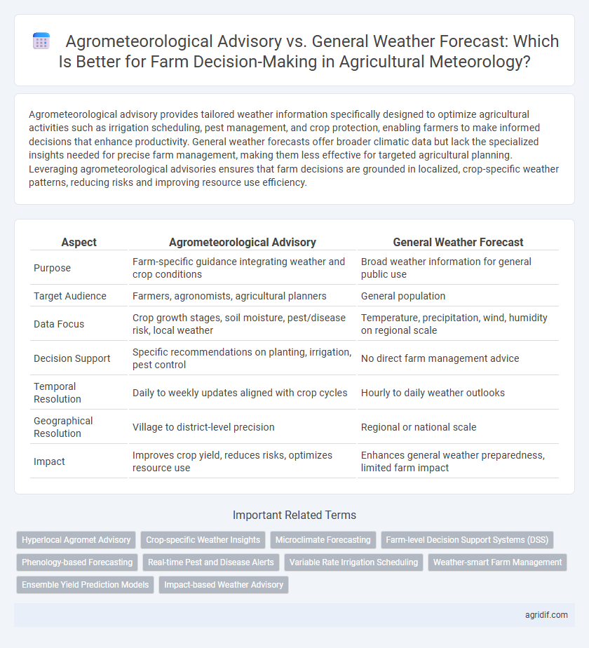 Agrometeorological Advisory vs. General Weather Forecast: Which Is Better for Farm Decision-Making in Agricultural Meteorology?