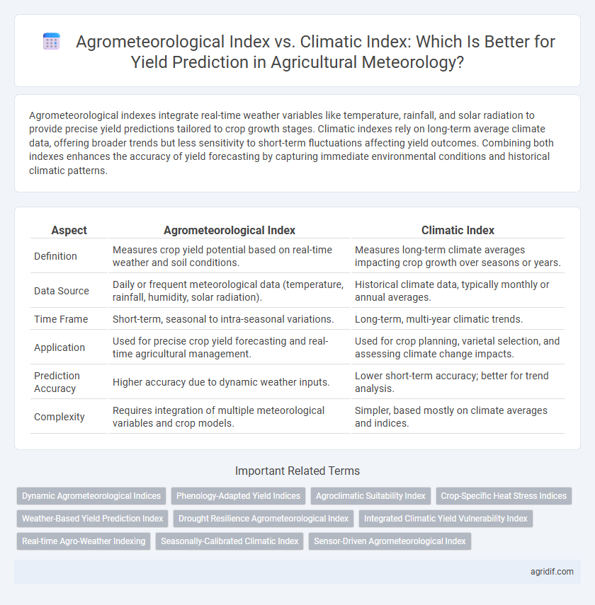 Agrometeorological Index vs. Climatic Index: Which Is Better for Yield Prediction in Agricultural Meteorology?