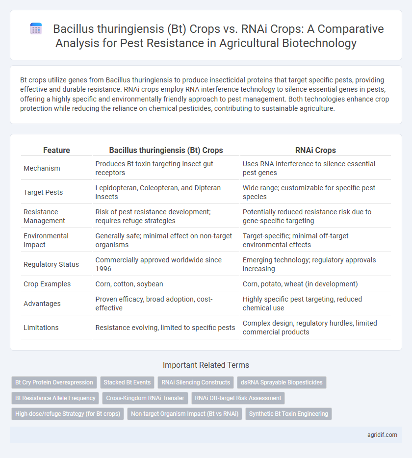 Bacillus thuringiensis (Bt) Crops vs. RNAi Crops: A Comparative Analysis for Pest Resistance in Agricultural Biotechnology