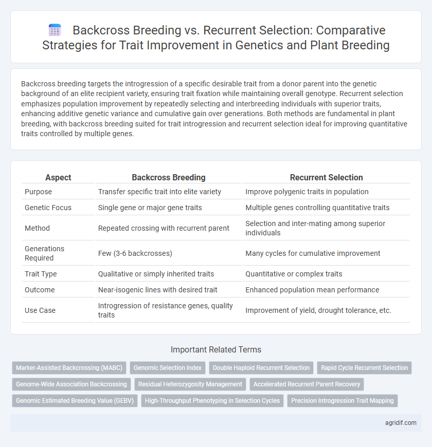 Backcross Breeding vs. Recurrent Selection: Comparative Strategies for Trait Improvement in Genetics and Plant Breeding