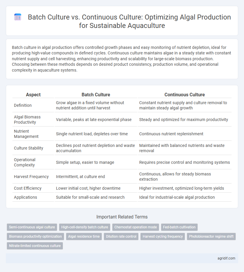 Batch Culture vs. Continuous Culture: Optimizing Algal Production for Sustainable Aquaculture