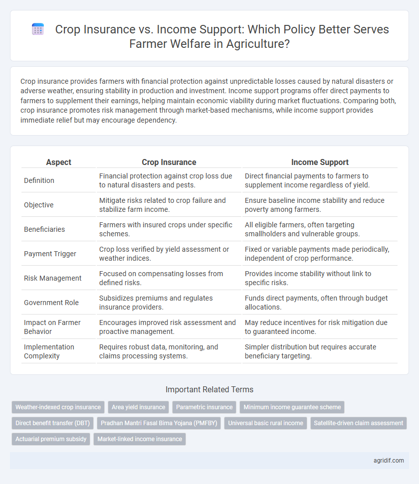 Crop Insurance vs. Income Support: Which Policy Better Serves Farmer Welfare in Agriculture?
