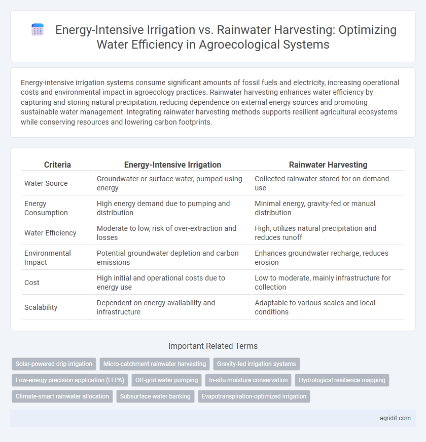 Energy-Intensive Irrigation vs. Rainwater Harvesting: Optimizing Water Efficiency in Agroecological Systems